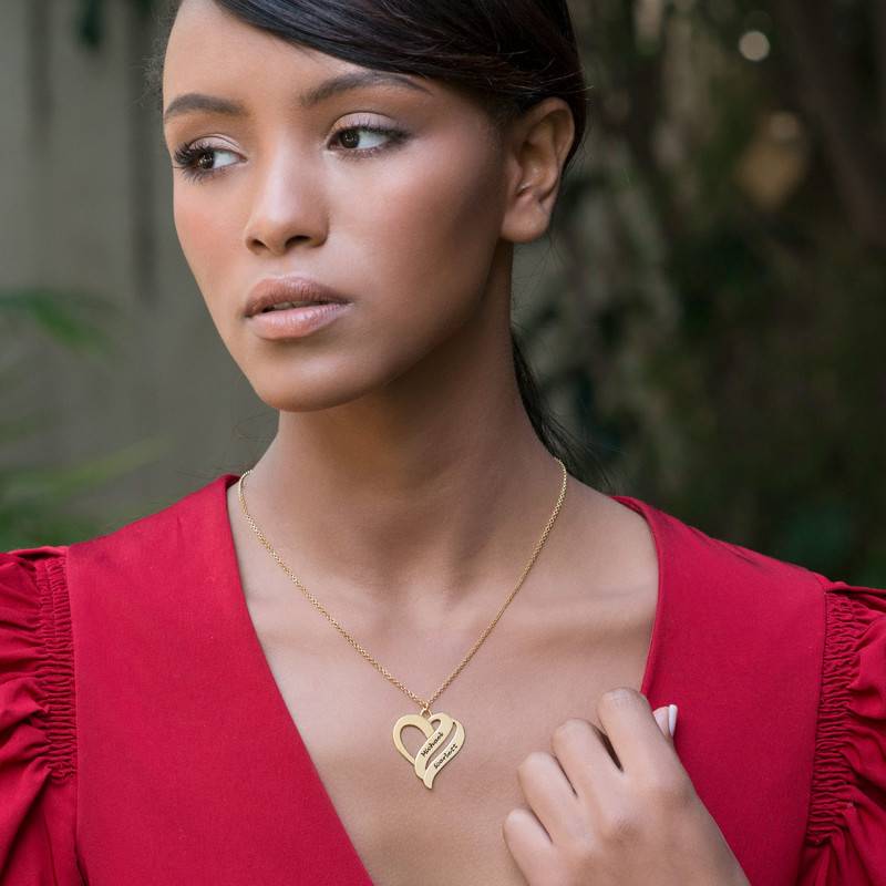 Two Hearts Forever One Necklace in 18k Gold Plating-3 Two Hearts Forever One Necklace in 18k Gold Plating-3 product photo