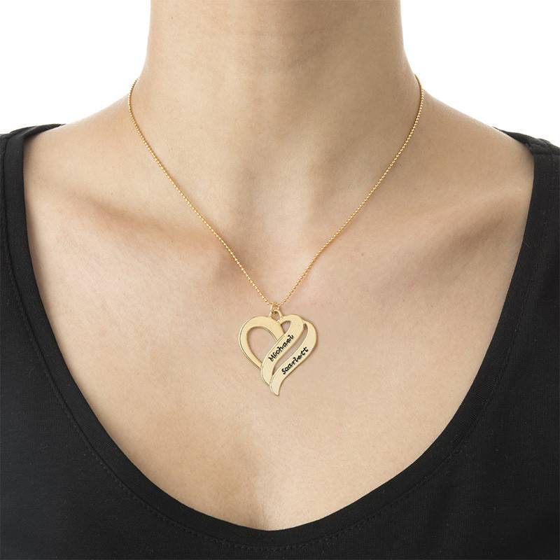 Two Hearts Forever One Necklace in 18k Gold Plating-2 Two Hearts Forever One Necklace in 18k Gold Plating-2 product photo