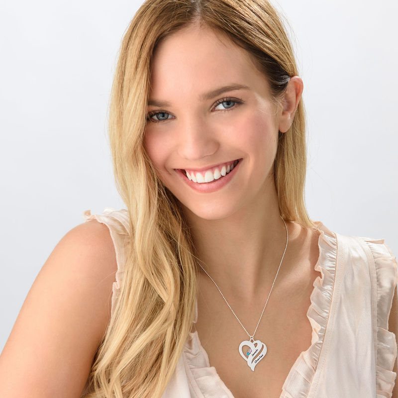 Two Hearts Forever One Necklace with Birthstones-4 product photo