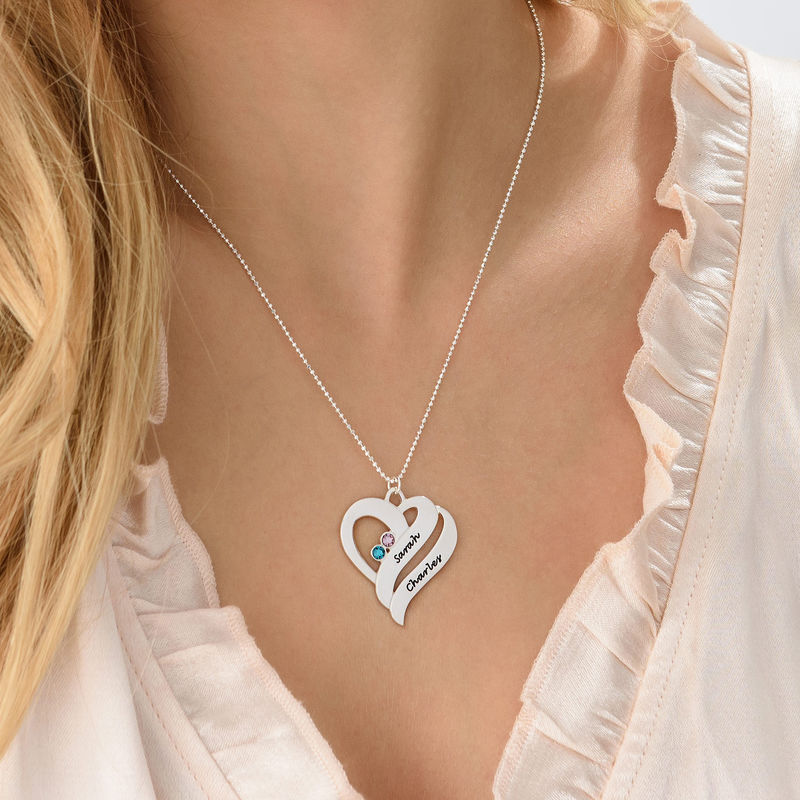 Two Hearts Forever One Necklace with Birthstones-5 product photo