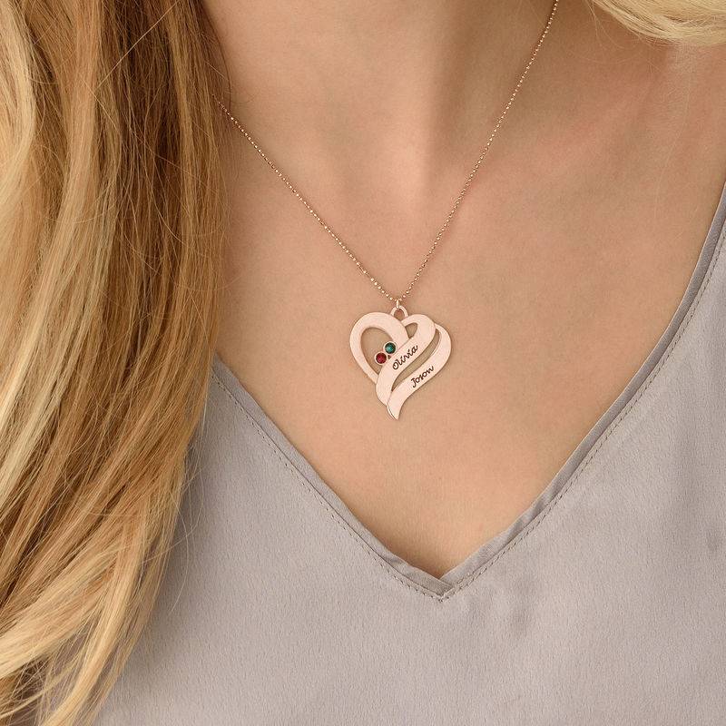 Two Hearts Forever One Necklace with Birthstones - Rose Gold Plated-4 product photo