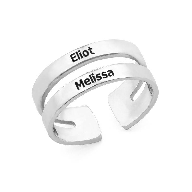 Two Name Ring in Sterling Silver-1 Two Name Ring in Sterling Silver-1 product photo