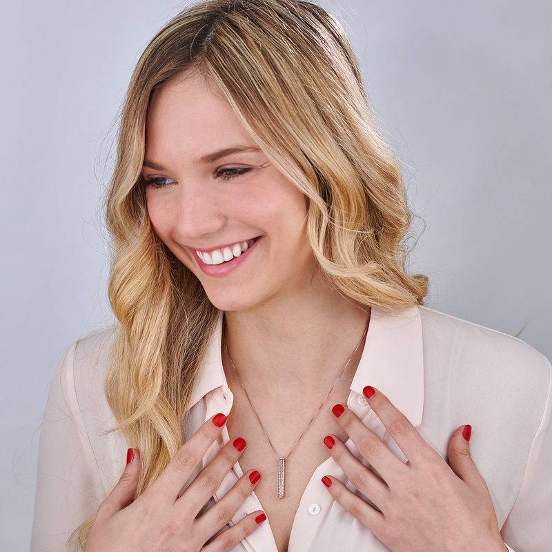 Vertikale 3D-Bar-Kette mit Zirkonia und Roségold-Beschichtung-3 product photo