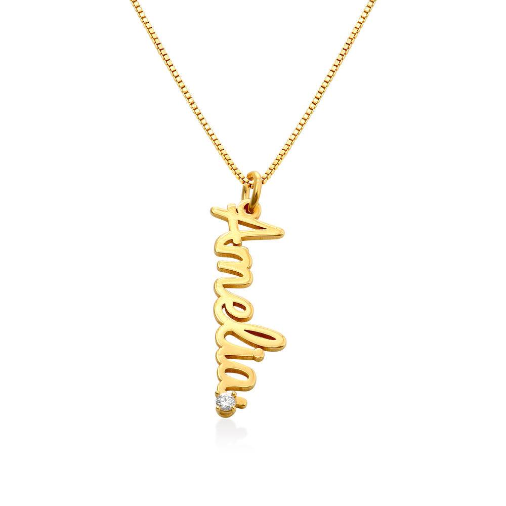 Vertical Diamond Name Necklace in Cursive in Gold Plating-1 product photo