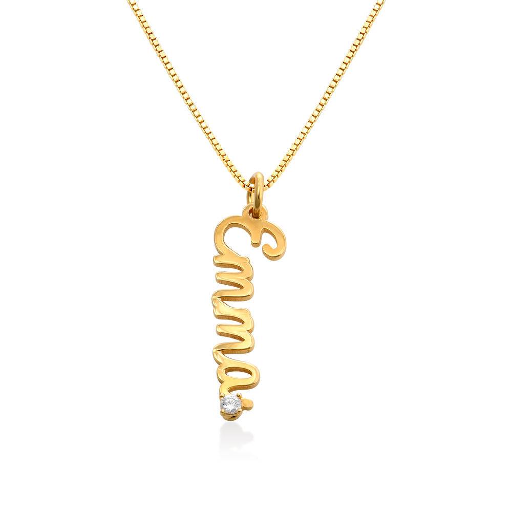 Vertical Diamond Name Necklace in Cursive in Gold Vermeil-1 product photo