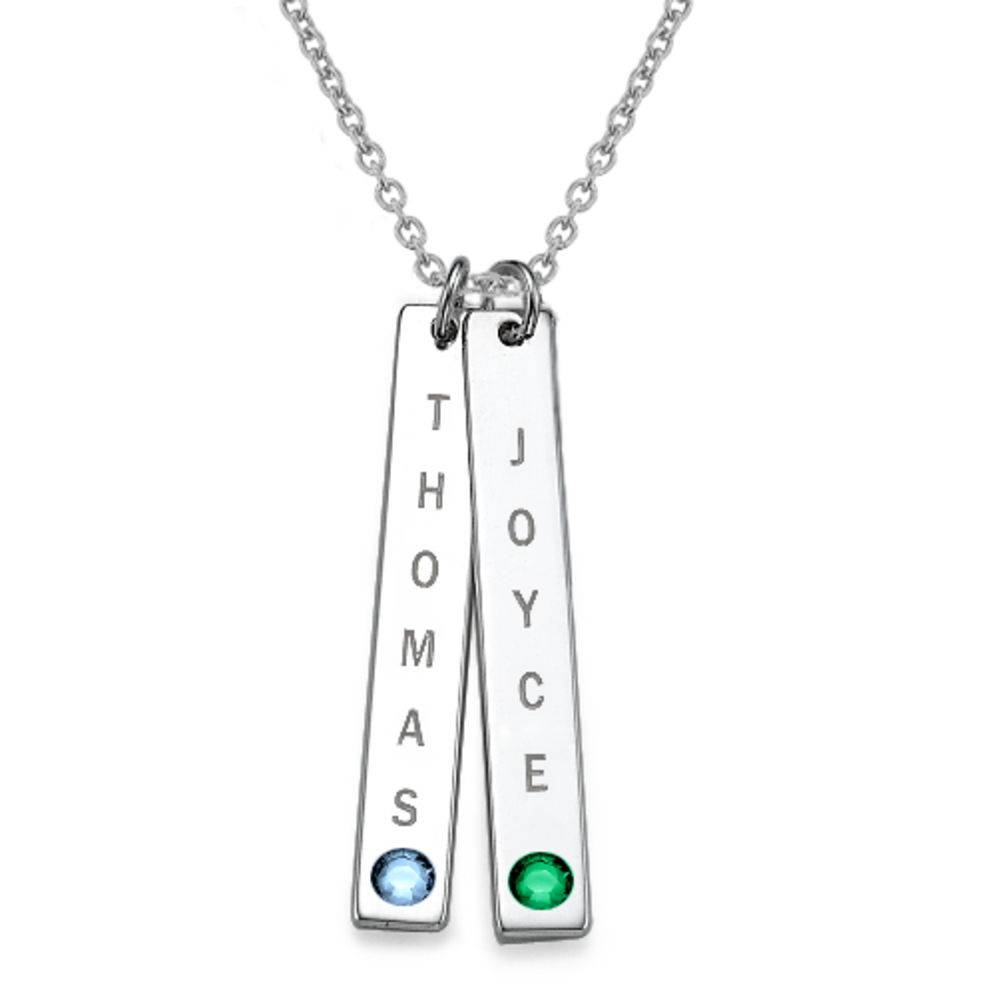 Vertical Sterling Silver Bar Necklace with Swarovski-1 product photo