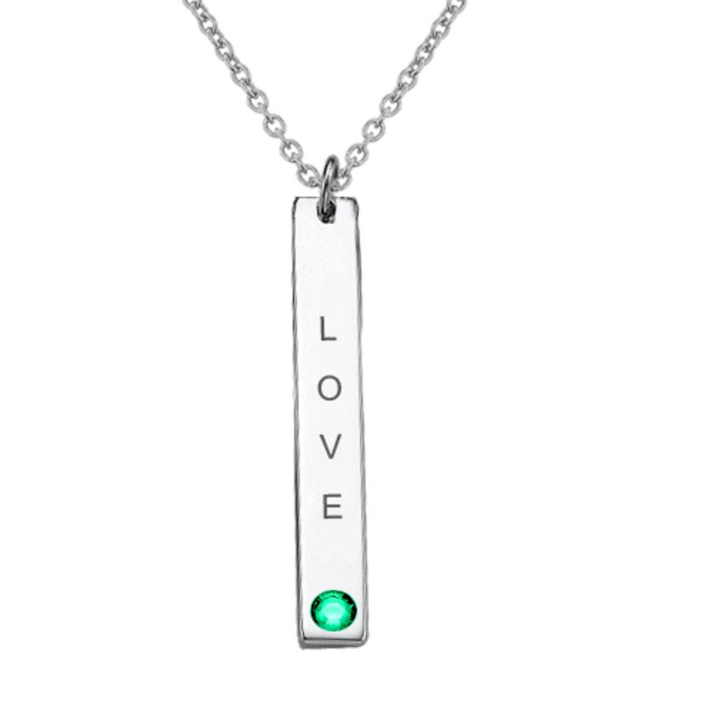 Vertical Sterling Silver Bar Necklace with Swarovski-2 product photo