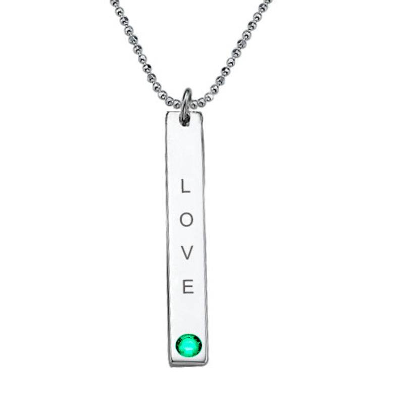 Vertical Sterling Silver Bar Necklace with Swarovski-3 product photo