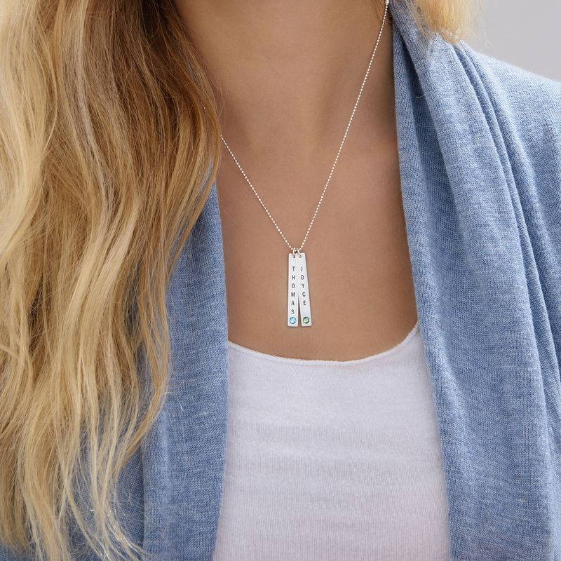 Vertical Sterling Silver Bar Necklace with Swarovski-6 product photo