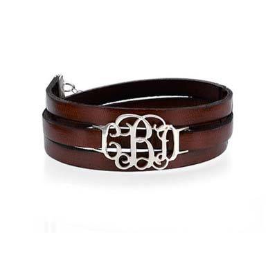 Wrap Around Monogram Leather Bracelet-2 product photo