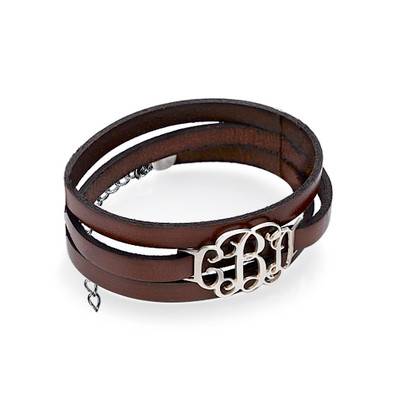Wrap Around Monogram Leather Bracelet-3 product photo