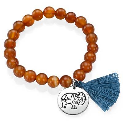 Yoga Jewelry - Engraved Elephant Bead Bracelet-1 product photo